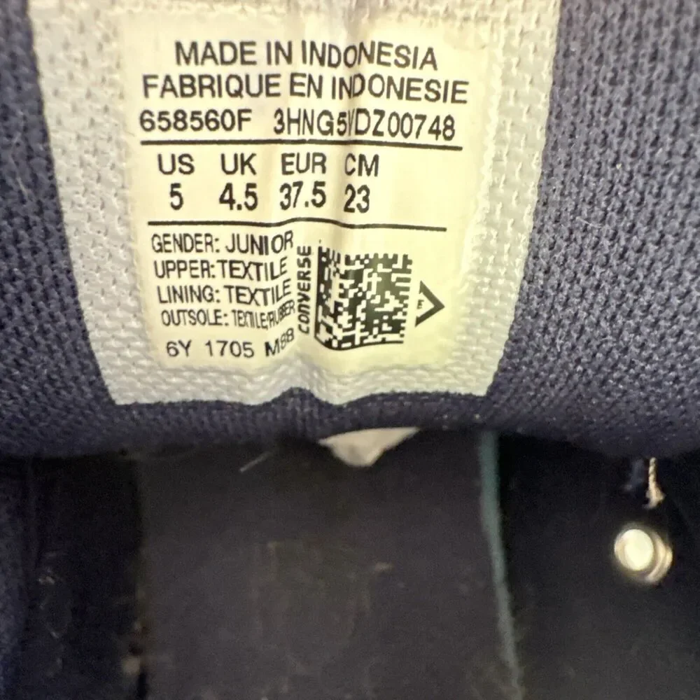 Converse Junior Shoes Size 5 Sneaker All Star Chuck Taylor Grey Blue Low top